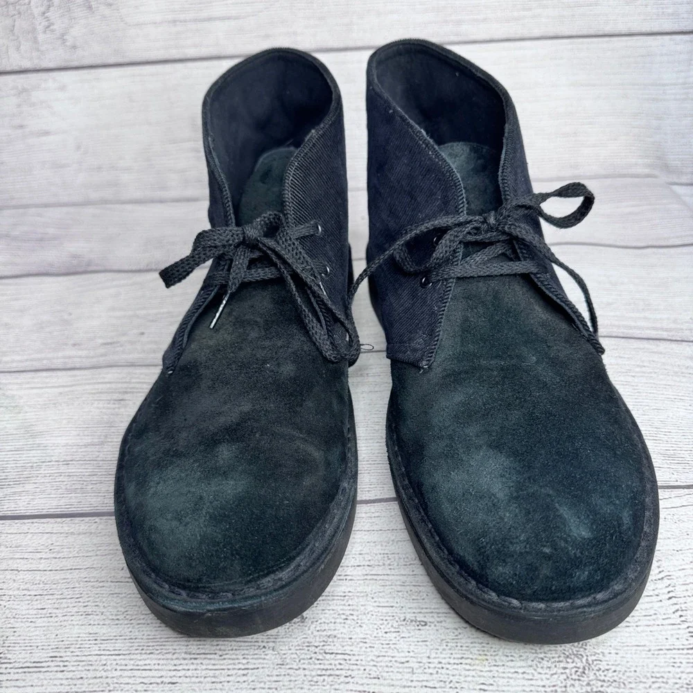 Clarks Mens Black Suede Corduroy Desert Chukka Boots 261396547090 Size 10‎ M